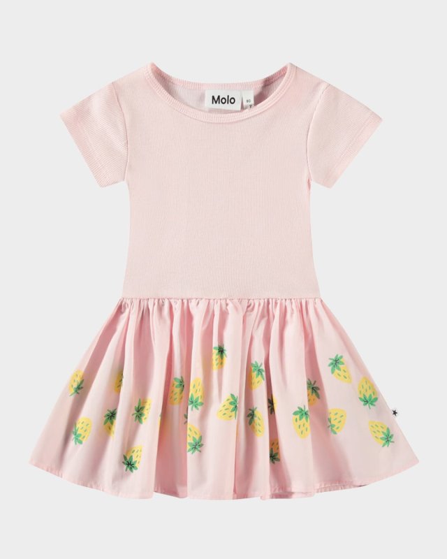 Girl's Carin Strawberry-Print Combo Dress, Size 6M-